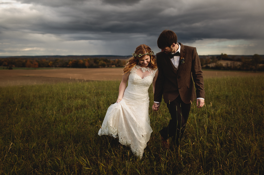 Documentary wedding photography of couple at Polmenna Barn in Campbellford, Ontario